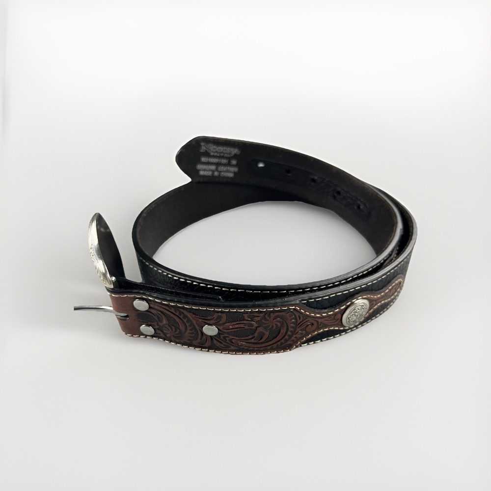 Nocona Belt Size 36 Western Cowboy Embroidered Leather USA *Read* Vtg Rancher